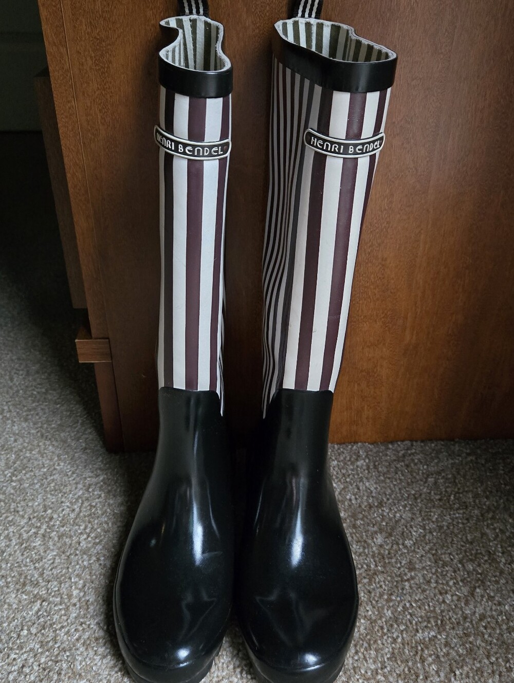 Henri Bendel striped rain boots sz 8. EUC. - Picture 2 of 11